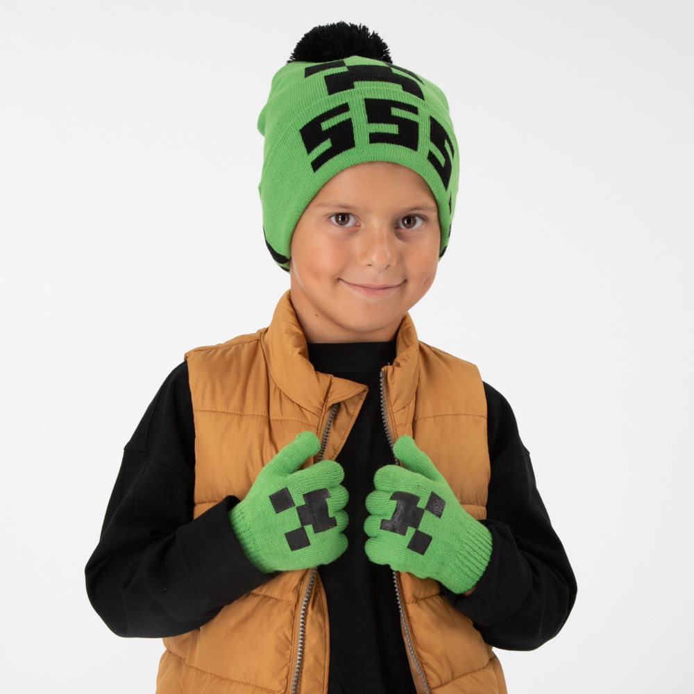 Minecraft Boom Beanie Set - Little Kid - Green