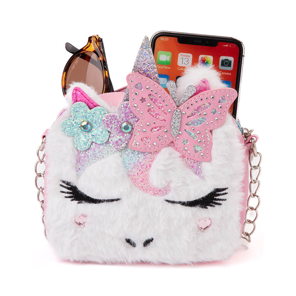 alternate view Unicorn Fuzzy Crossbody Bag - Bubblegum / MulticolorALT1