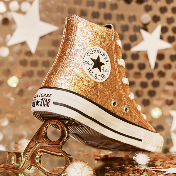 Converse Chuck Taylor All Star Hi Glitter Sneaker - Little Kid - Gold