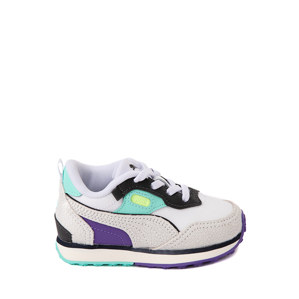 Main view of PUMA Rider FV Spring Fling Athletic Shoe - Baby / Toddler - White / Dark Gray / Electric Peppermint