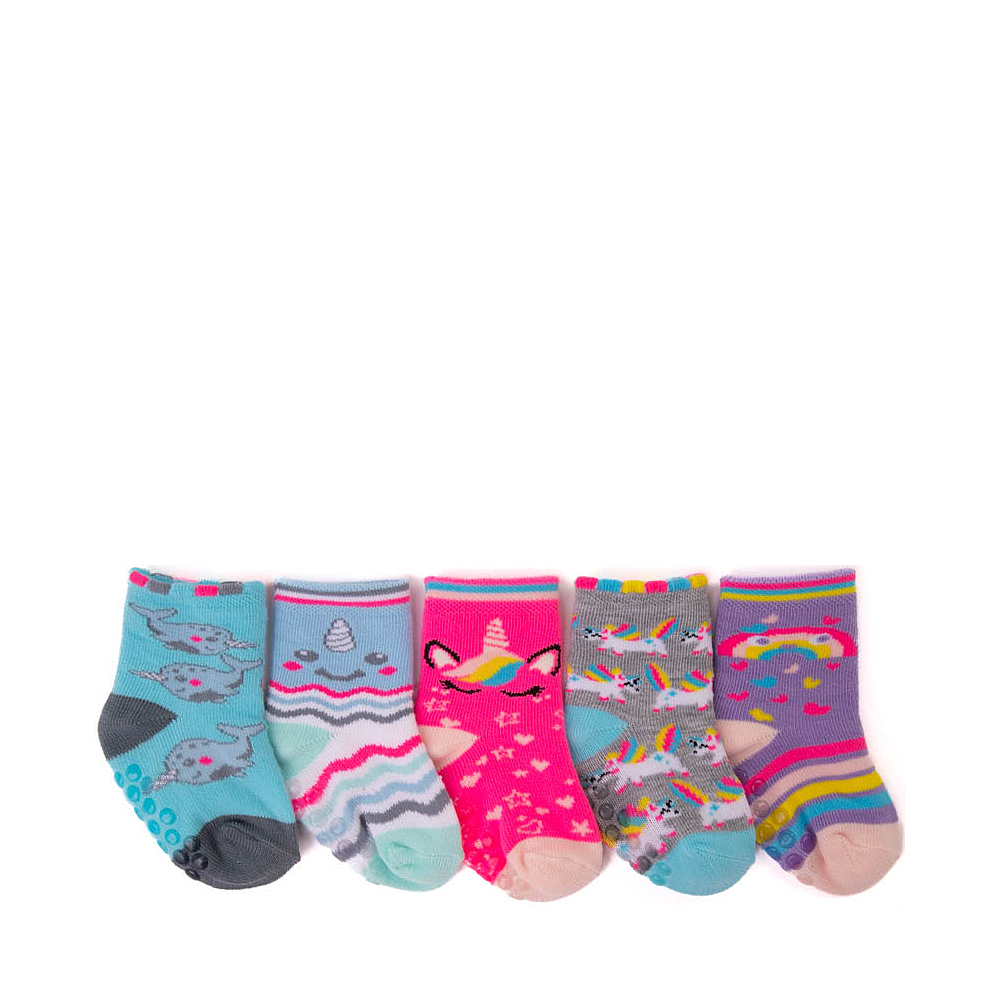 Unicorn Gripper Crew Socks 5 Pack - Baby - Multicolor