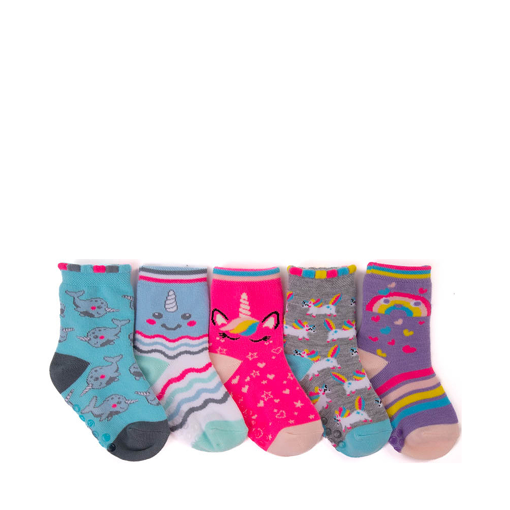 Unicorn Gripper Crew Socks 5 Pack - Toddler - Multicolor