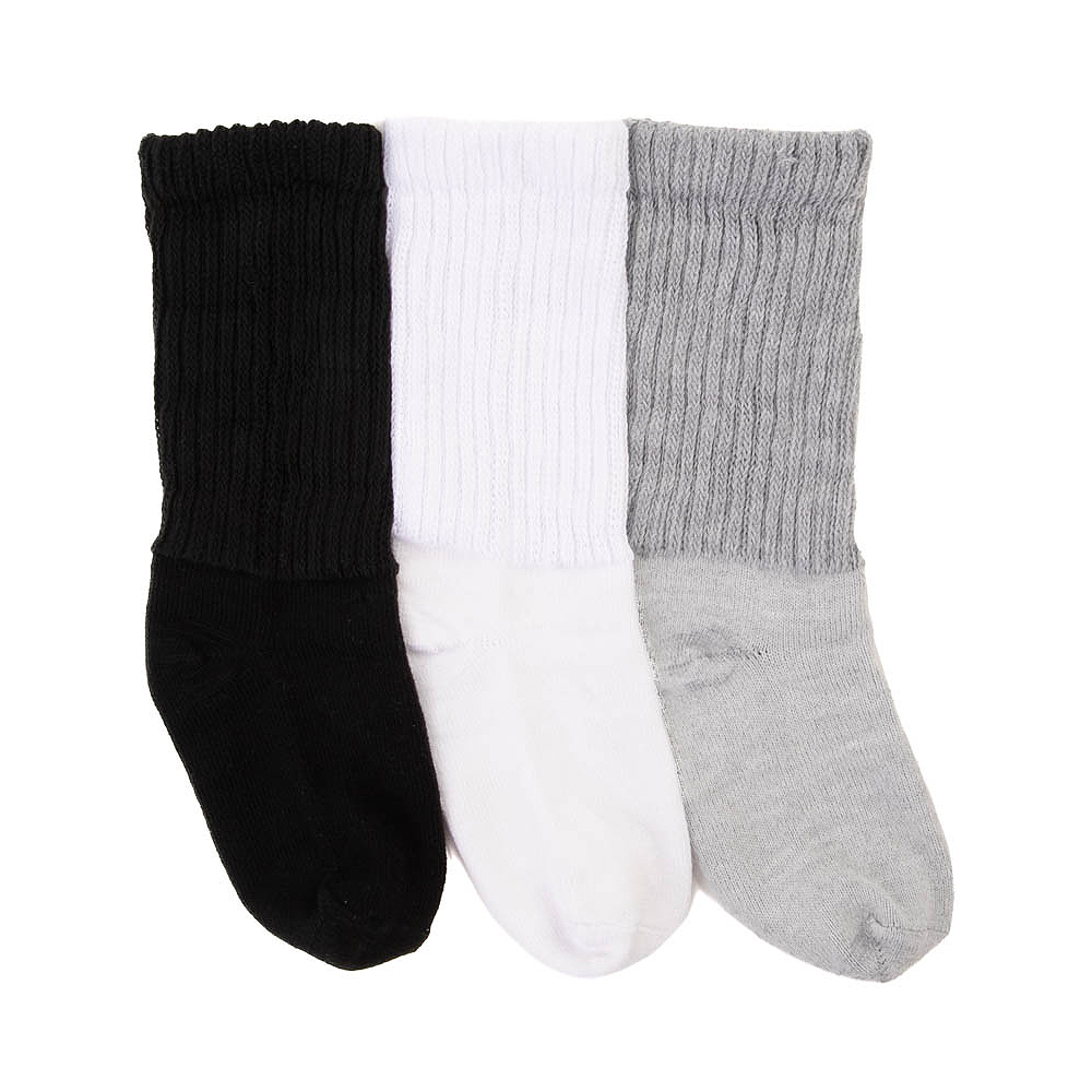 Slouch Socks 3 Pack - Little Kid - Black / White / Gray