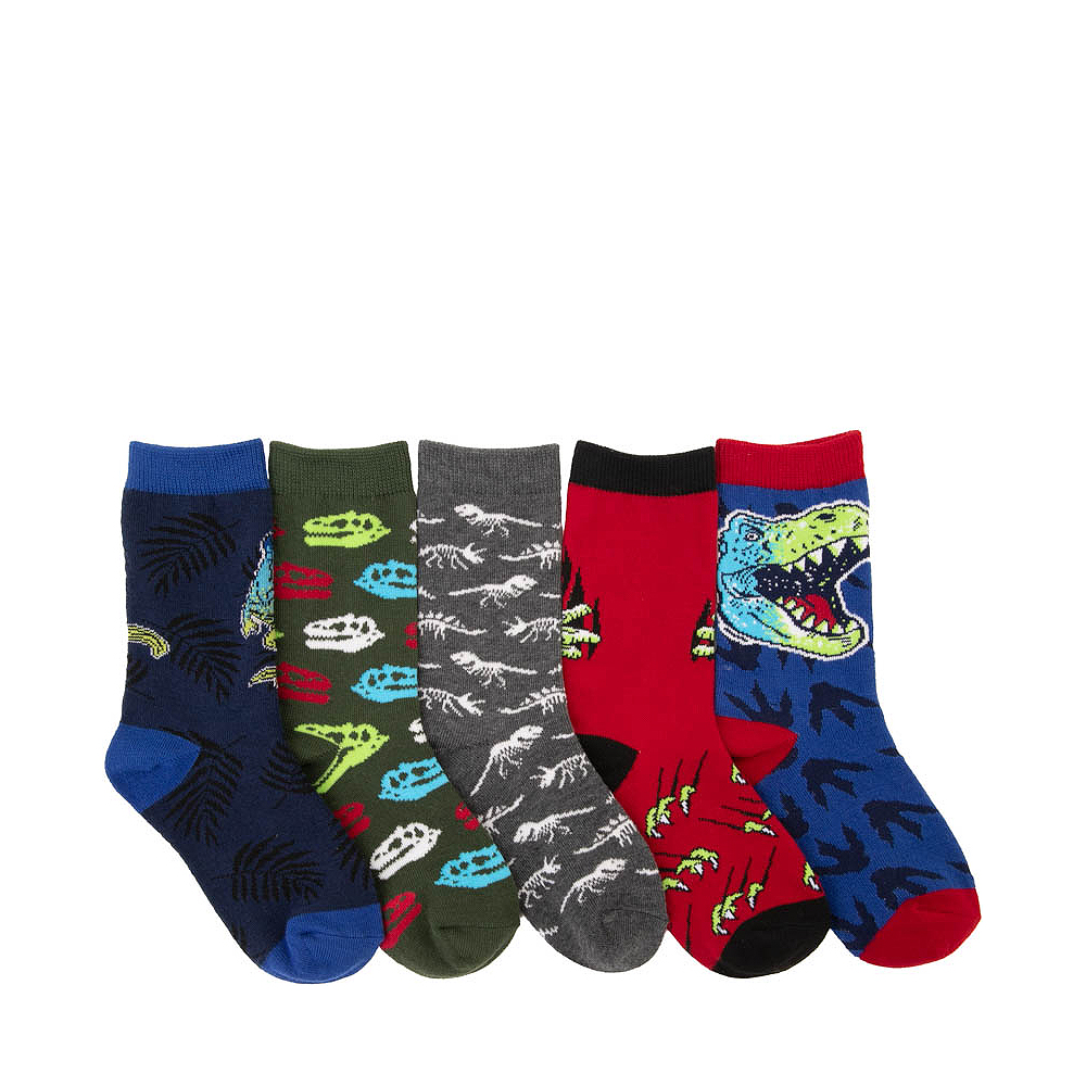 Dino Glow Crew Socks 5 Pack - Little Kid - Multicolor