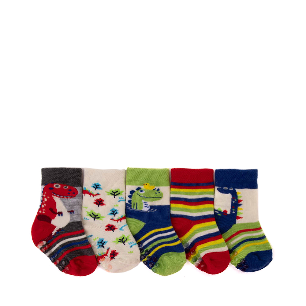 Dino Gripper Crew Socks 5 Pack - Toddler - Multicolor