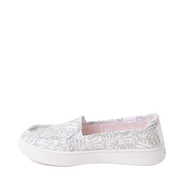 alternate view Womens Roxy Minnow Plus Slip On Casual Shoe - White / Gray Palm TreeALT1