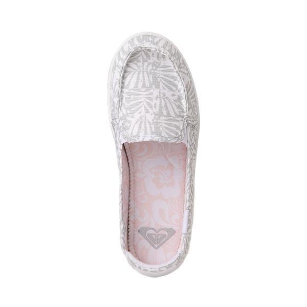 alternate view Womens Roxy Minnow Plus Slip On Casual Shoe - White / Gray Palm TreeALT2