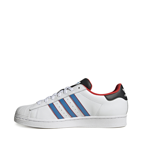 alternate view adidas Superstar Athletic Shoe - Cloud White / Bright Blue / RedALT1