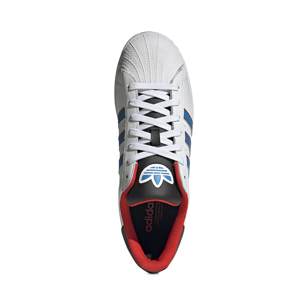 alternate view adidas Superstar Athletic Shoe - Cloud White / Bright Blue / RedALT2