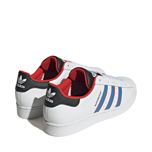 alternate view adidas Superstar Athletic Shoe - Cloud White / Bright Blue / RedALT4