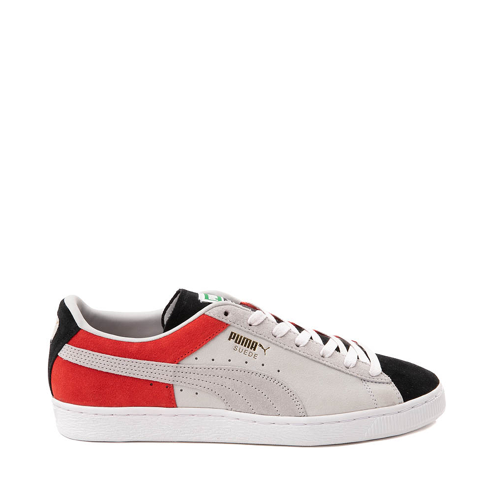 Mens PUMA Suede Iconix 23 Athletic Shoe - Cool Light Gray / For All Time Red