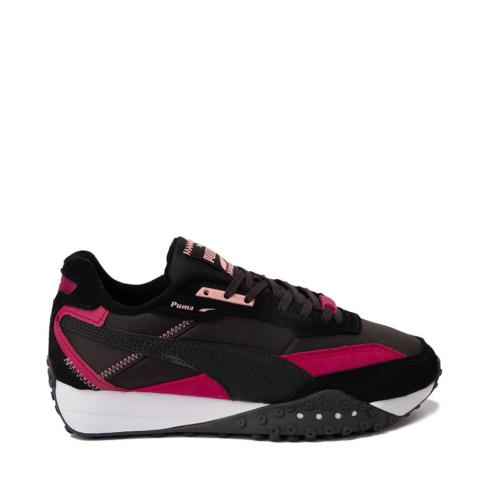 Womens PUMA Blacktop Rider Athletic Shoe - Flat Dark Gray / Black / Pink