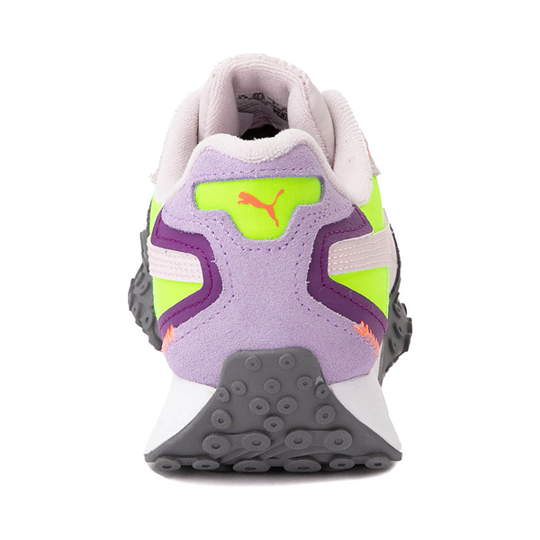 alternate view Womens PUMA Blacktop Rider Athletic Shoe - White / Cool Dark Gray / Purple / GreenALT4