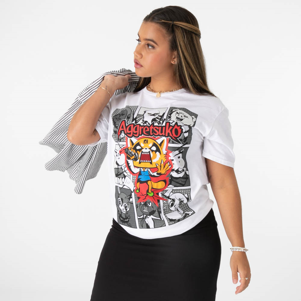 Aggretsuko Grid Tee - White