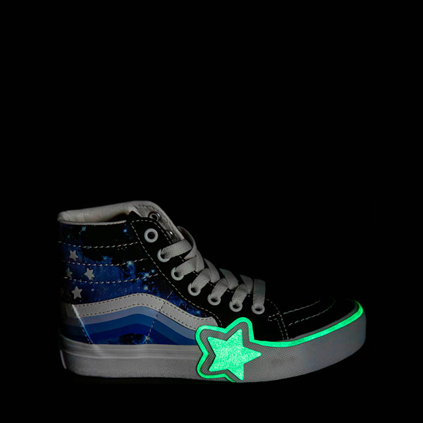 alternate view Vans Sk8-Hi Glow Rainbow Star Skate Shoe - Little Kid - Glow Galaxy Black / BlueALT1