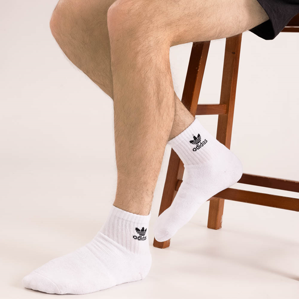Mens adidas Trefoil Quarter Socks 6 Pack - Black / White