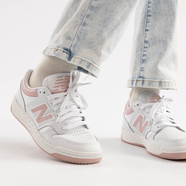 New Balance 480 Athletic Shoe - Big Kid - White / Orb Pink