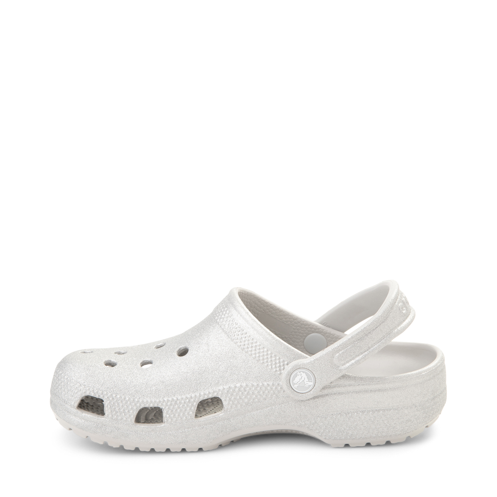 sparkly silver crocs