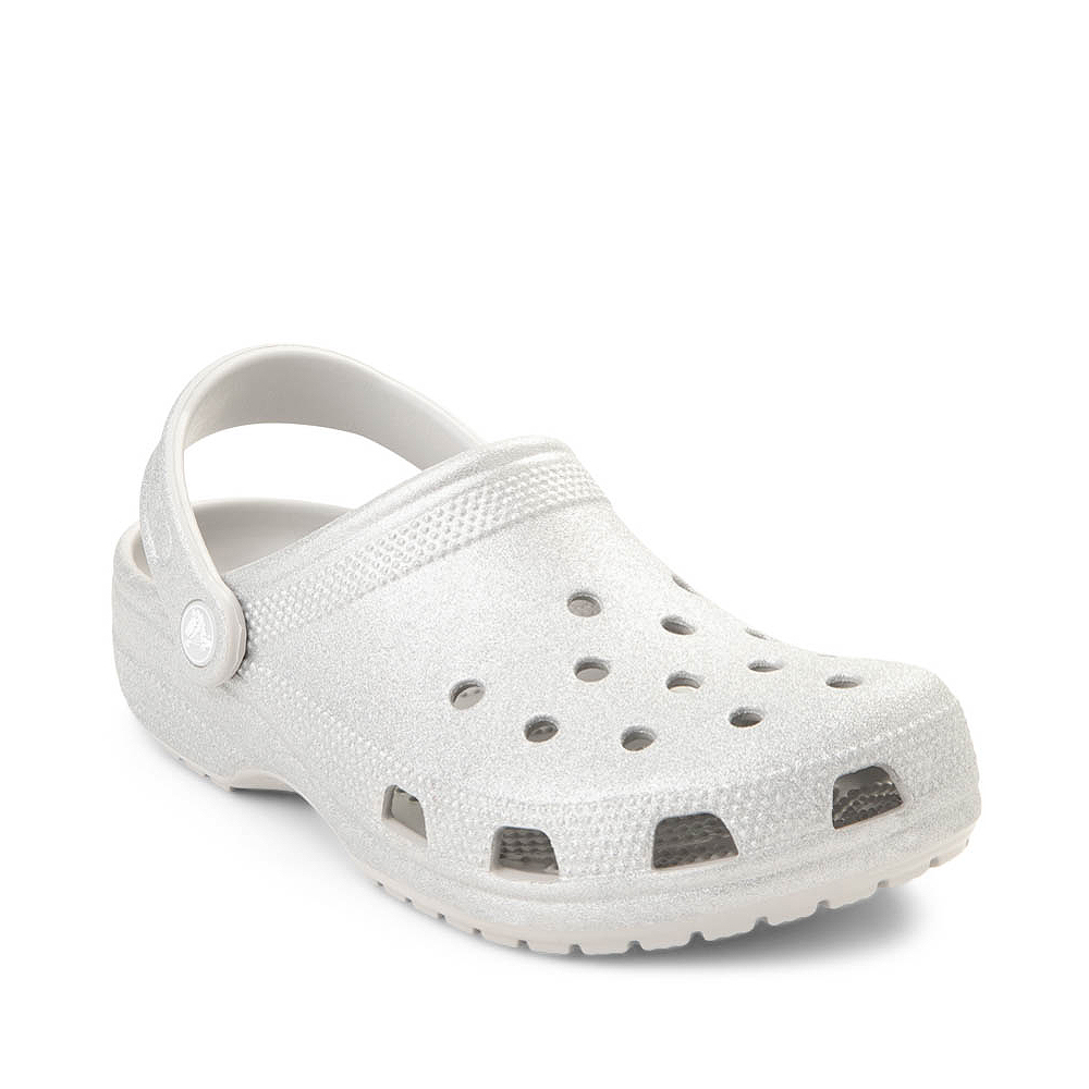 sparkly silver crocs