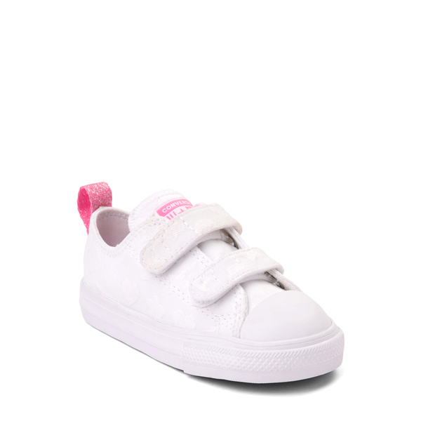 alternate view Converse Chuck Taylor All Star 2V Lo Be Dazzling Sneaker - Baby / Toddler - White / Oops! PinkALT5