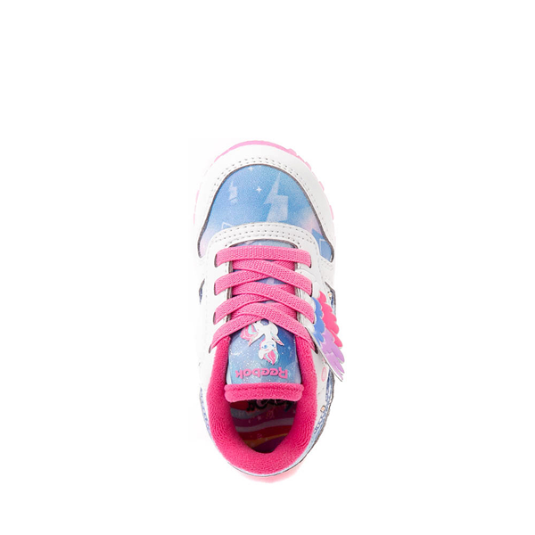 alternate view Reebok x My Little Pony Zipp Storm Classic Leather Step 'n' Flash Athletic Shoe - Baby / Toddler - White / Crystal Blue / PinkALT2