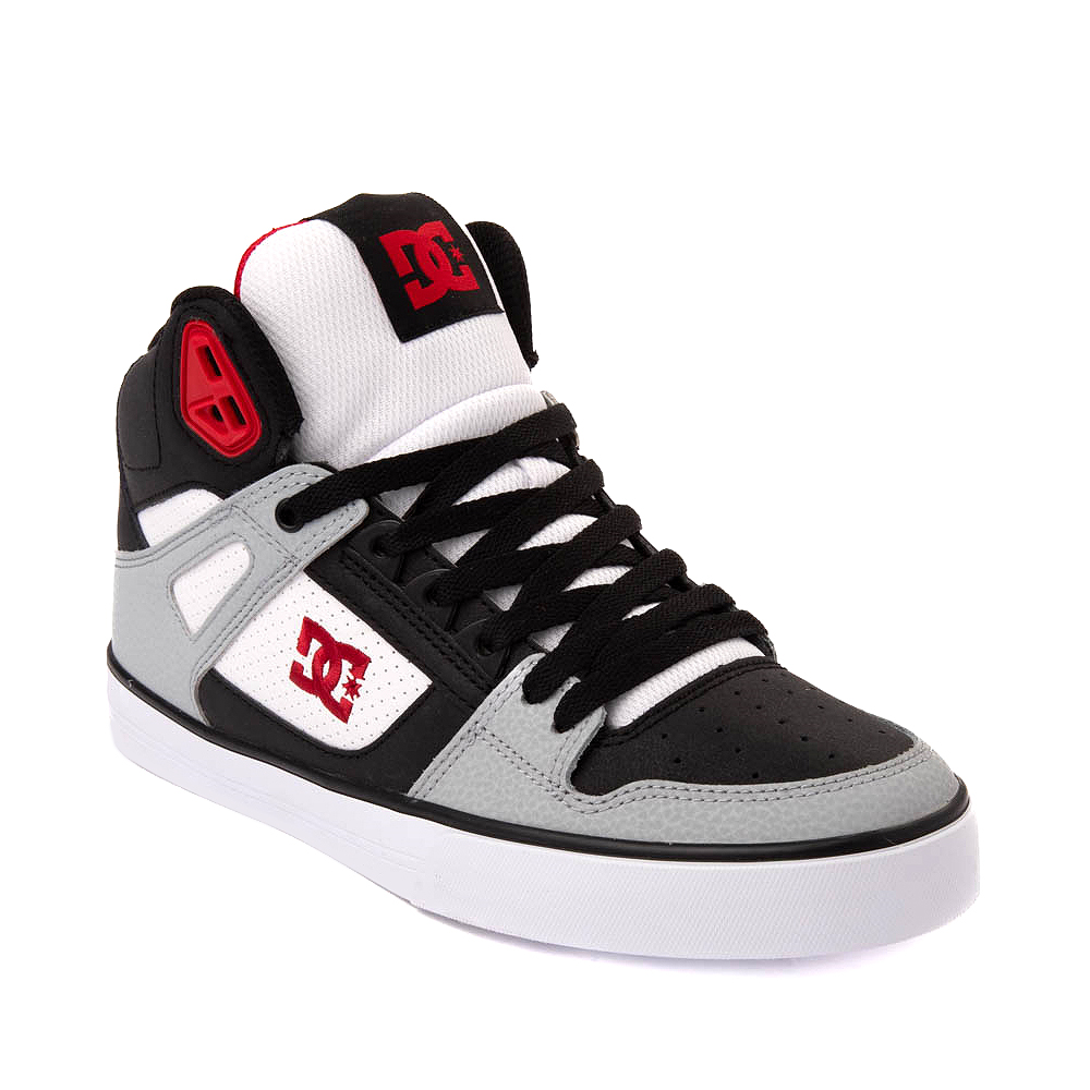 Mens DC Pure Hi Skate Shoe - Black / Grey / Red | Journeys