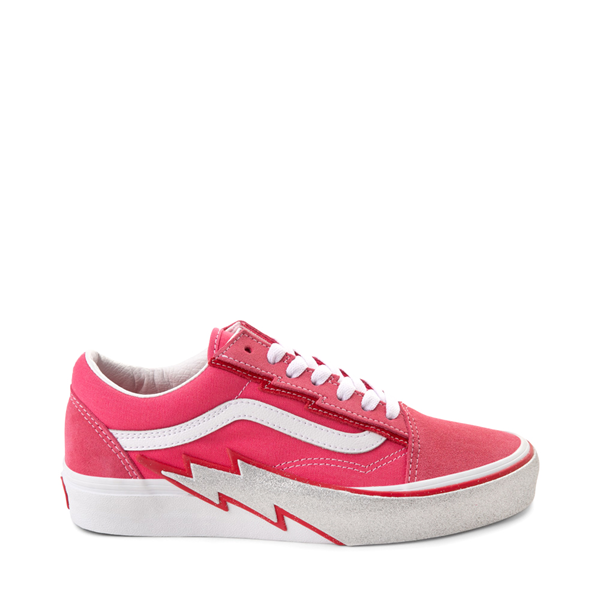 Vans Old Skool Glitter Bolt Skate Shoe - Pink / White