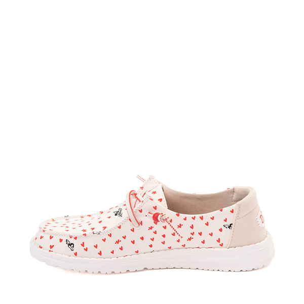 Womens HEYDUDE Wendy Hearts Slip-On Casual Shoe - White / Red