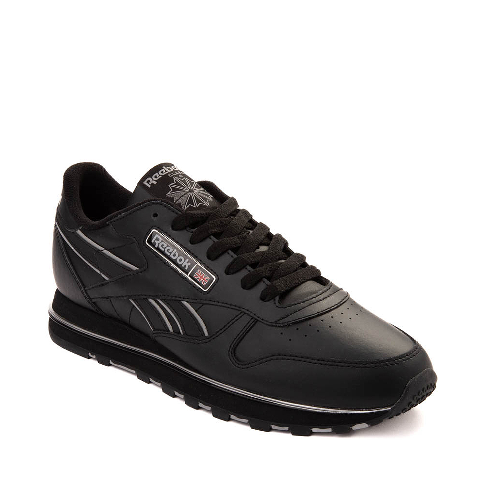 Mens Reebok Classic Leather Clip Athletic Shoe - Black   Grey 