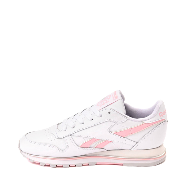 alternate view Womens Reebok Classic Leather Clip Athletic Shoe - White / Pink / SilverALT1
