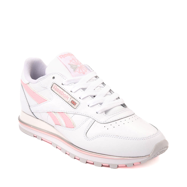 alternate view Womens Reebok Classic Leather Clip Athletic Shoe - White / Pink / SilverALT5