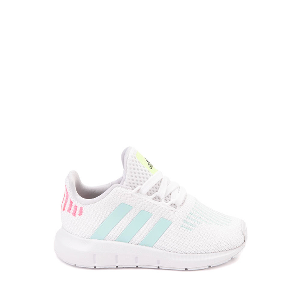 adidas Swift Run Athletic Shoe - Baby / Toddler - White / Aqua