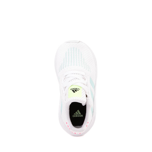 alternate view adidas Swift Run Athletic Shoe - Baby / Toddler - White / AquaALT2