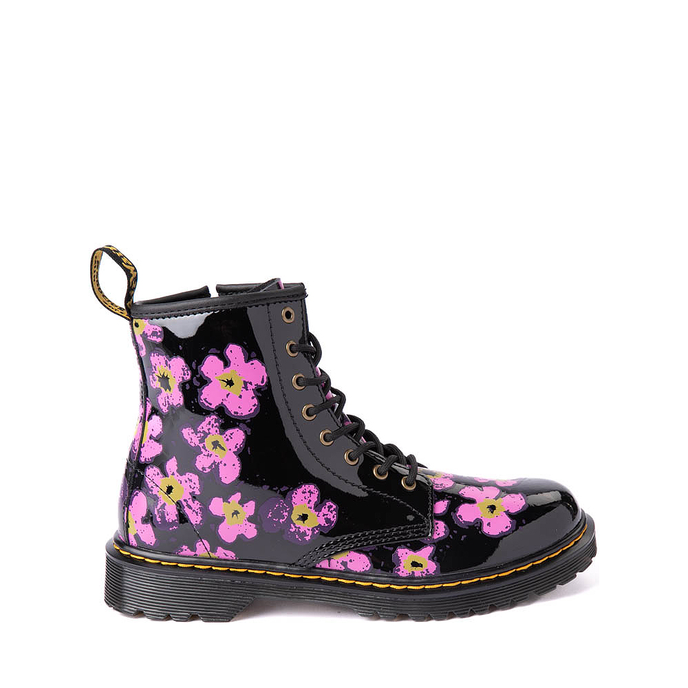 Dr. Martens 1460 8-Eye Patent Boot - Big Kid - Black / Floral