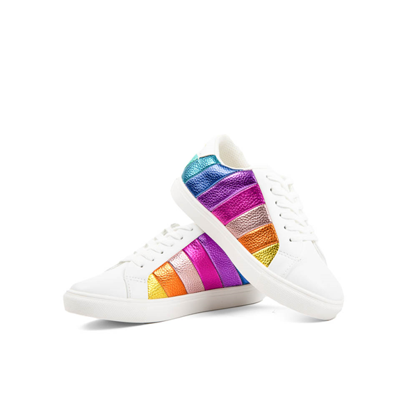 Kurt Geiger Mini Lane Stripe Sneaker - Toddler - White / Rainbow | Journeys