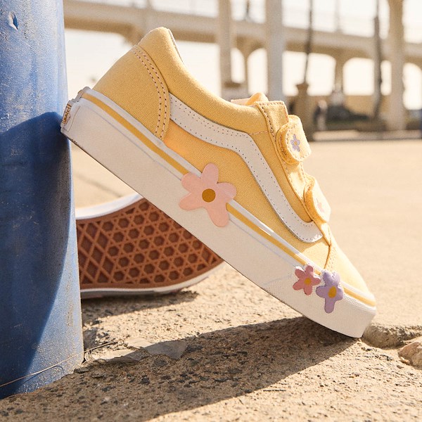 Vans Old Skool V Skate Shoe - Little Kid - Yellow / Floral