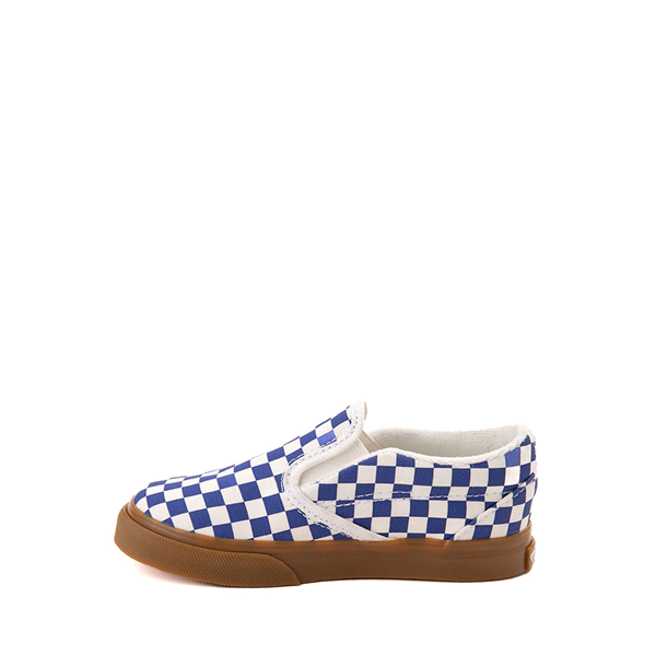 alternate view Vans Slip-On Checkerboard Skate Shoe - Baby / Toddler - True Blue / White / GumALT1