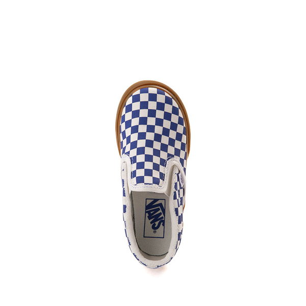 alternate view Vans Slip-On Checkerboard Skate Shoe - Baby / Toddler - True Blue / White / GumALT2