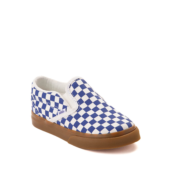 alternate view Vans Slip-On Checkerboard Skate Shoe - Baby / Toddler - True Blue / White / GumALT5