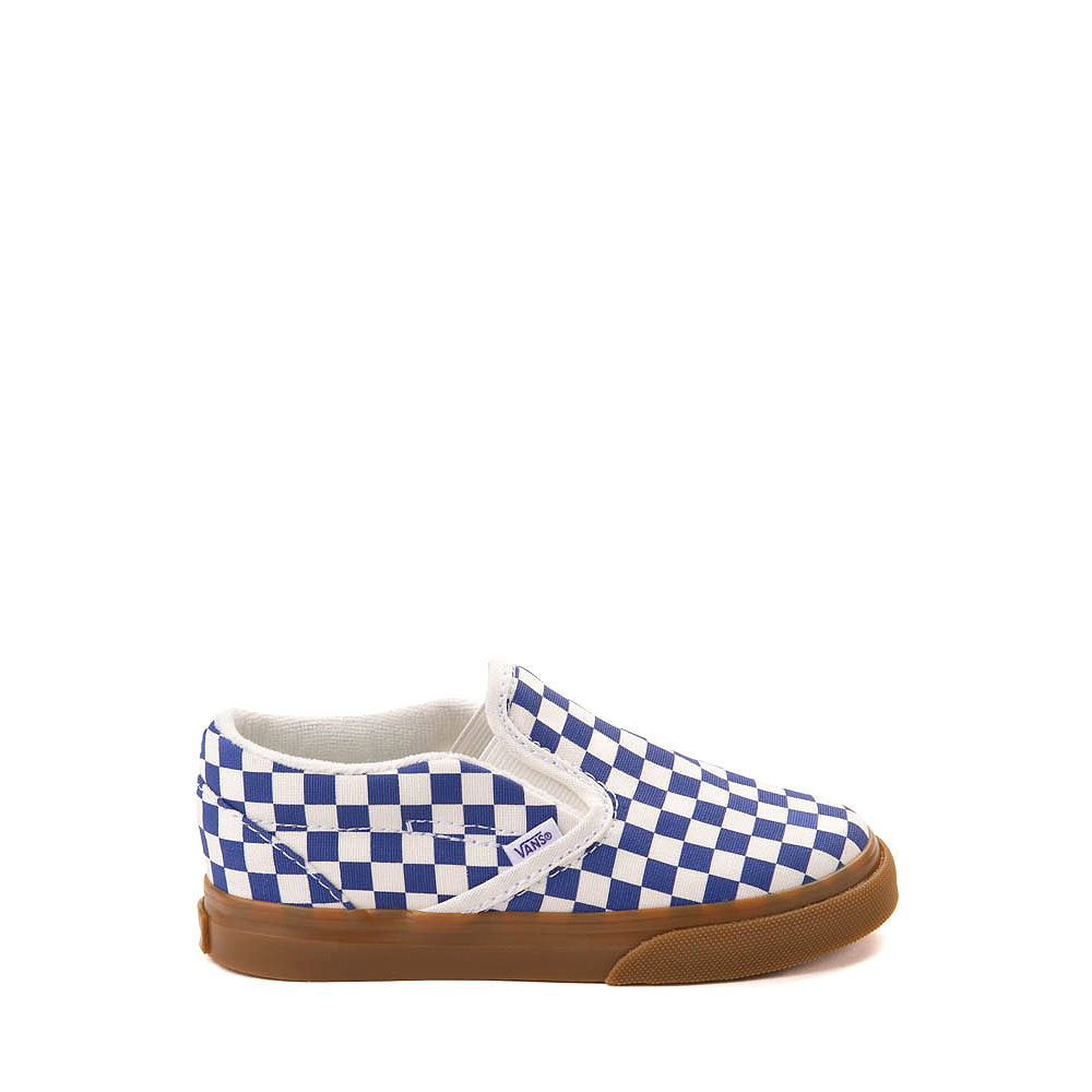 Vans Slip-On Checkerboard Skate Shoe - Baby / Toddler - True Blue / White / Gum