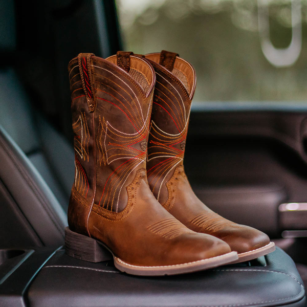 Mens Ariat Sport Wide Square Toe Western Boot - Distressed Brown