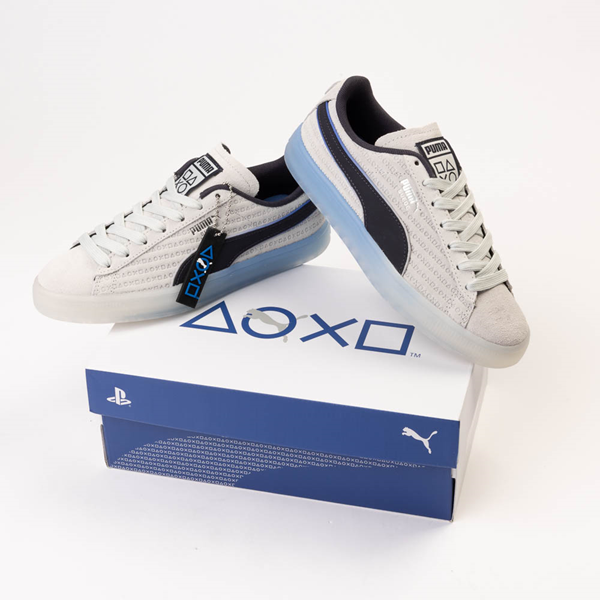 alternate view PUMA x PlayStation® Suede Athletic Shoe - Big Kid - Glacial Gray / New Navy / IceALT1D