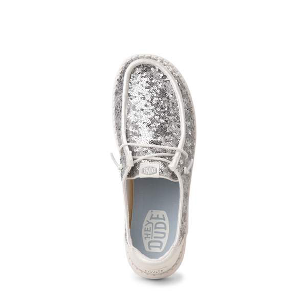 Womens HEYDUDE Wendy Sequin Slip-On Casual Shoe - Silver