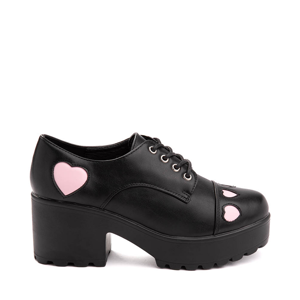 Womens KOI Footwear Tennin Hearts Platform Shoe - Black / Pink