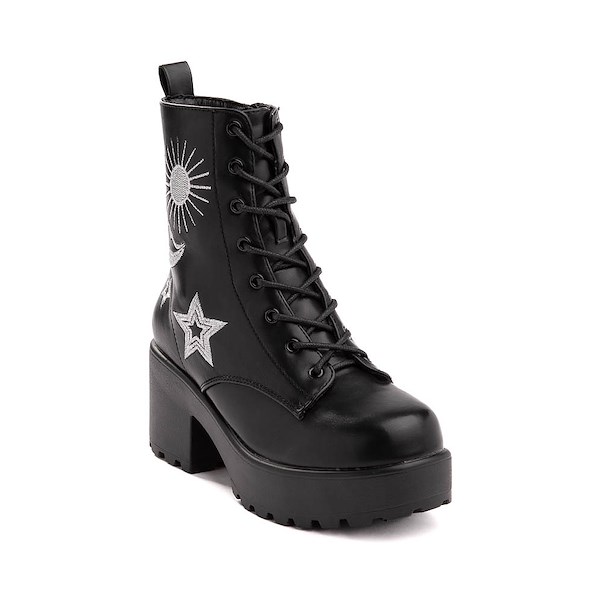 alternate view Womens KOI Footwear Astro Star & Moon Platform Boot - Black / SilverALT5