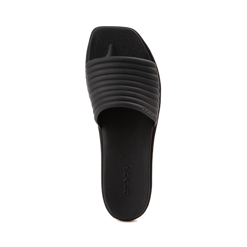 womens black croc slides