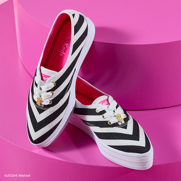 Womens Barbie&trade x Keds Point Platform Sneaker - Black / White