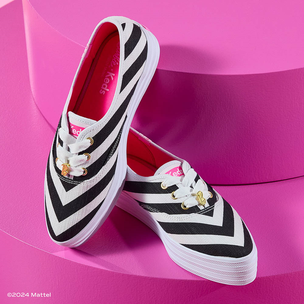 Womens Barbie x Keds Point Platform Sneaker Black White Journeys