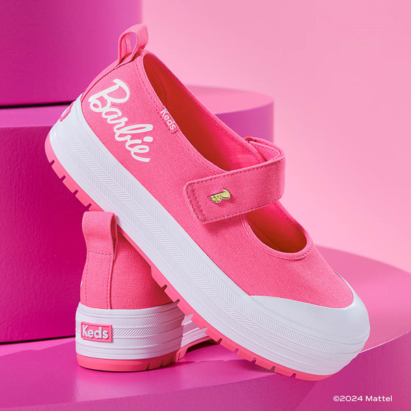 Womens Barbie&trade x Keds Mary Jane Platform Casual Shoe - Pink