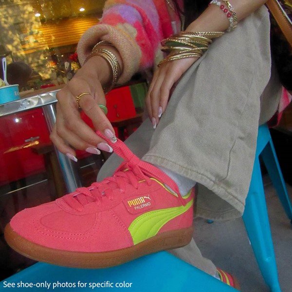 Womens PUMA Palermo Athletic Shoe - Salmon / Lime Sheen Gum